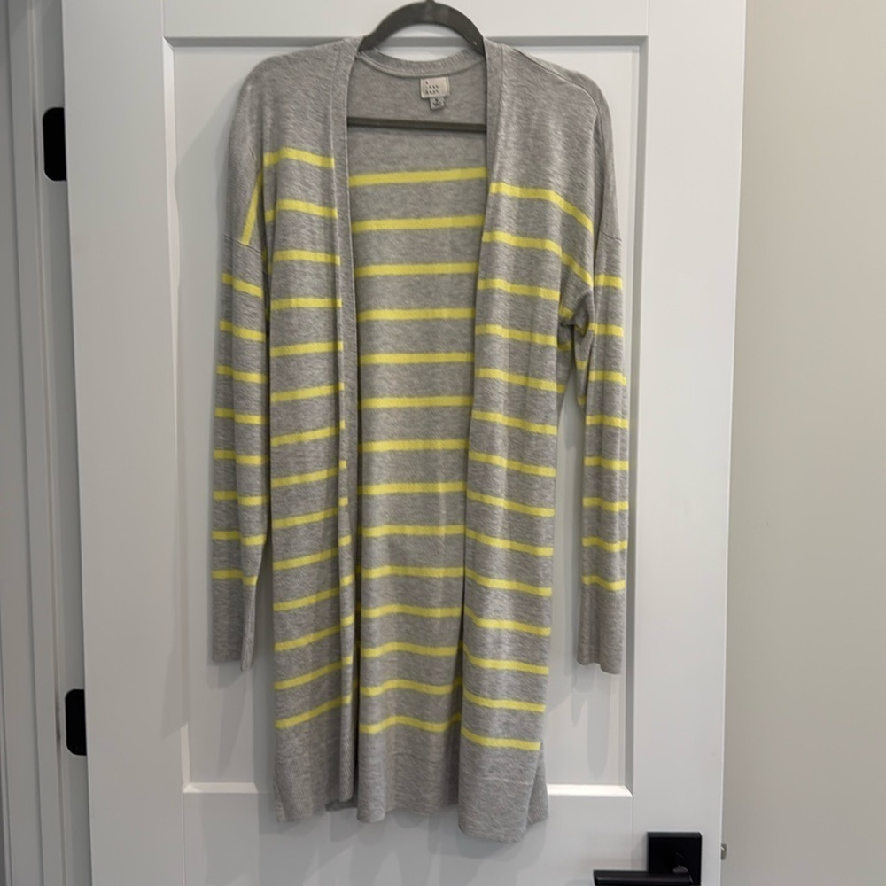 A new day yellow and gray cardigan​​​​​